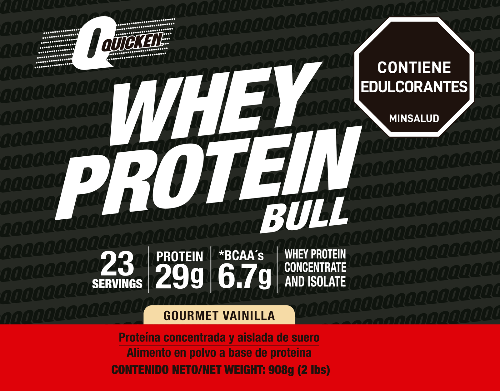 proteína en polvo quicken bull bull para corredores 2 lbs, 908g